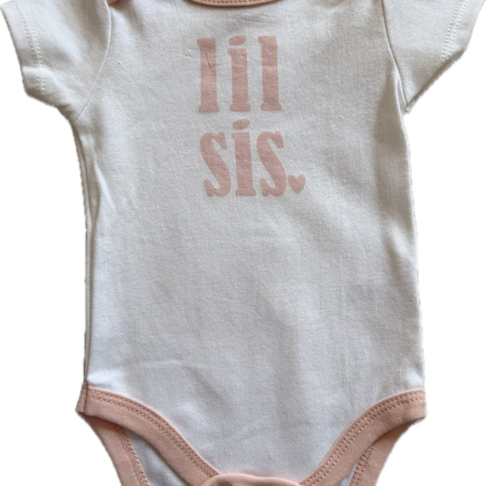 Chick Pea Pink and White Lil Sis Bodysuit